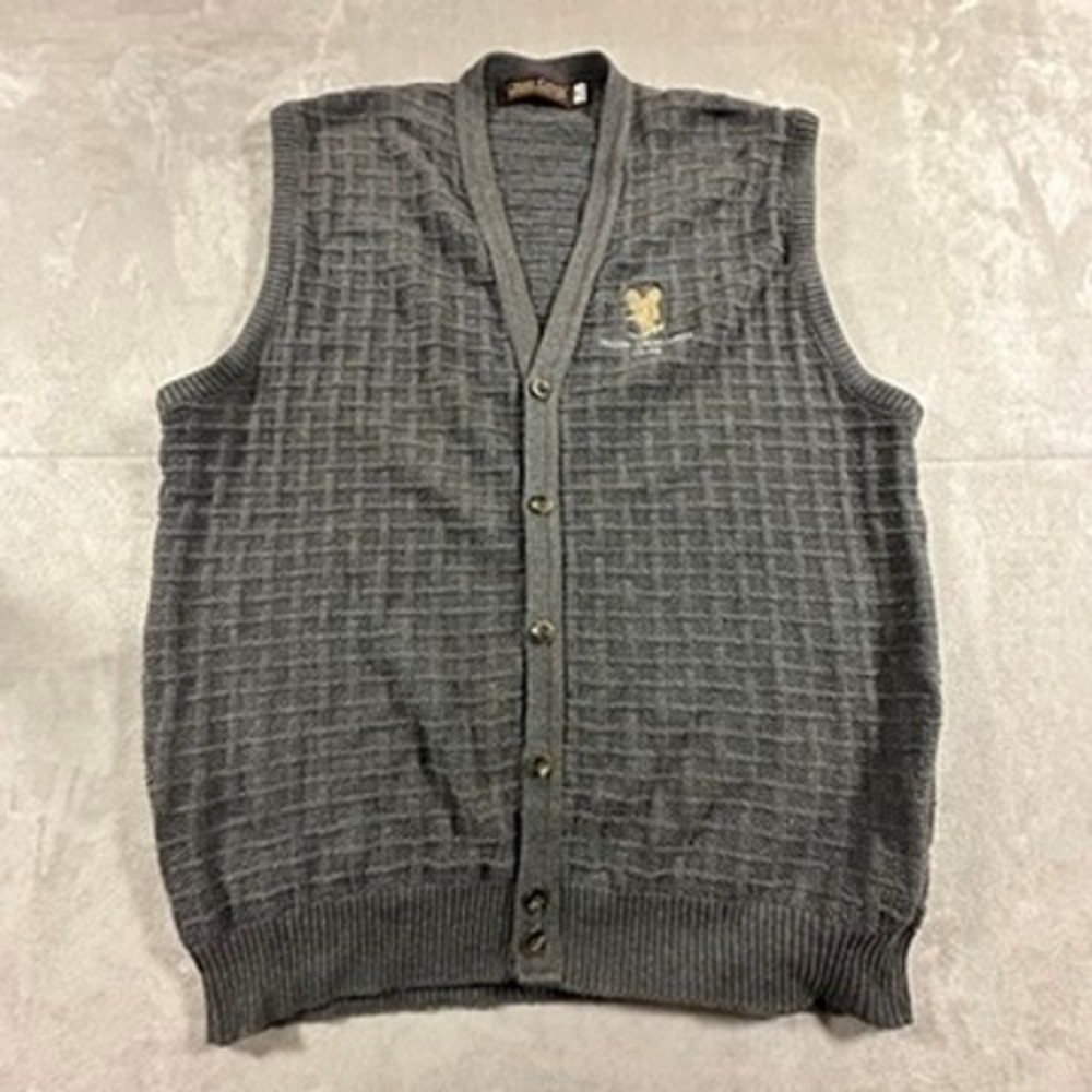 Cross Creek Sweater Vest Mens Vintage Wool Basketweave M Grey